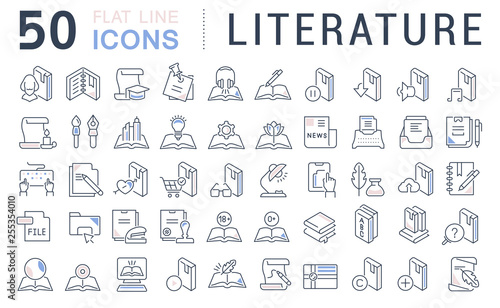 Set Vector Line Icons of Literature.