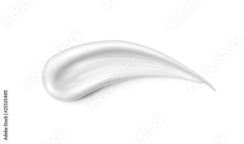 Cream texture stroke isolated on white background. Facial creme, foam, gel or body lotion skincare icon. Vector face cosmetic product smear swatch.