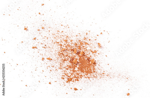 Shattered brick dust isolated on white background, top view