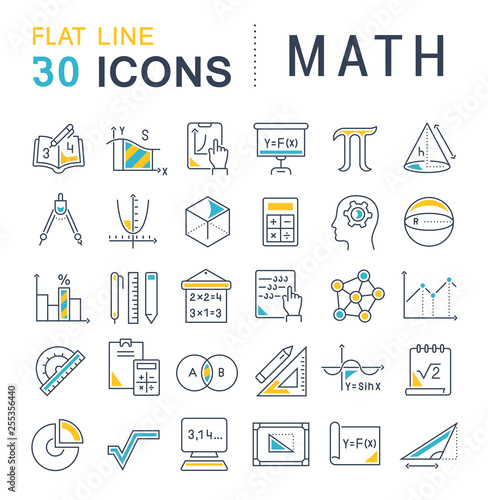 Fototapeta Set Vector Line Icons of Math.