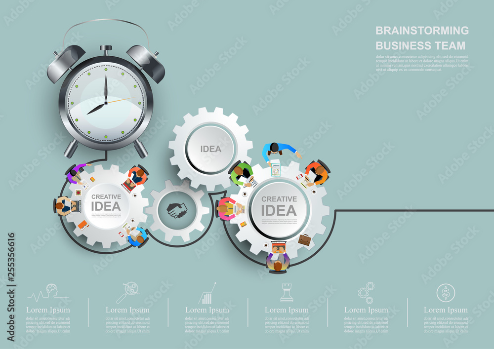 Naklejka premium Business meeting and brainstorming. Idea and business concept for teamwork. Vector .