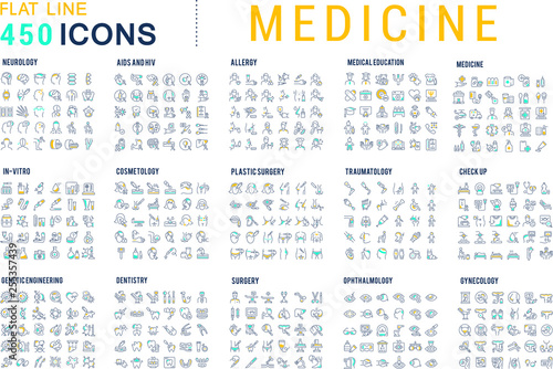 Set Vector Line Icons of Medicine and Health.