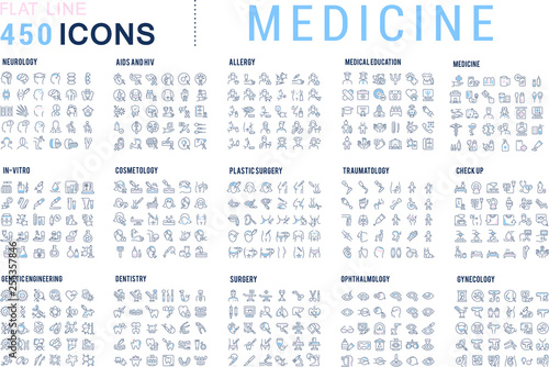 Set Vector Line Icons of Medicine and Health.