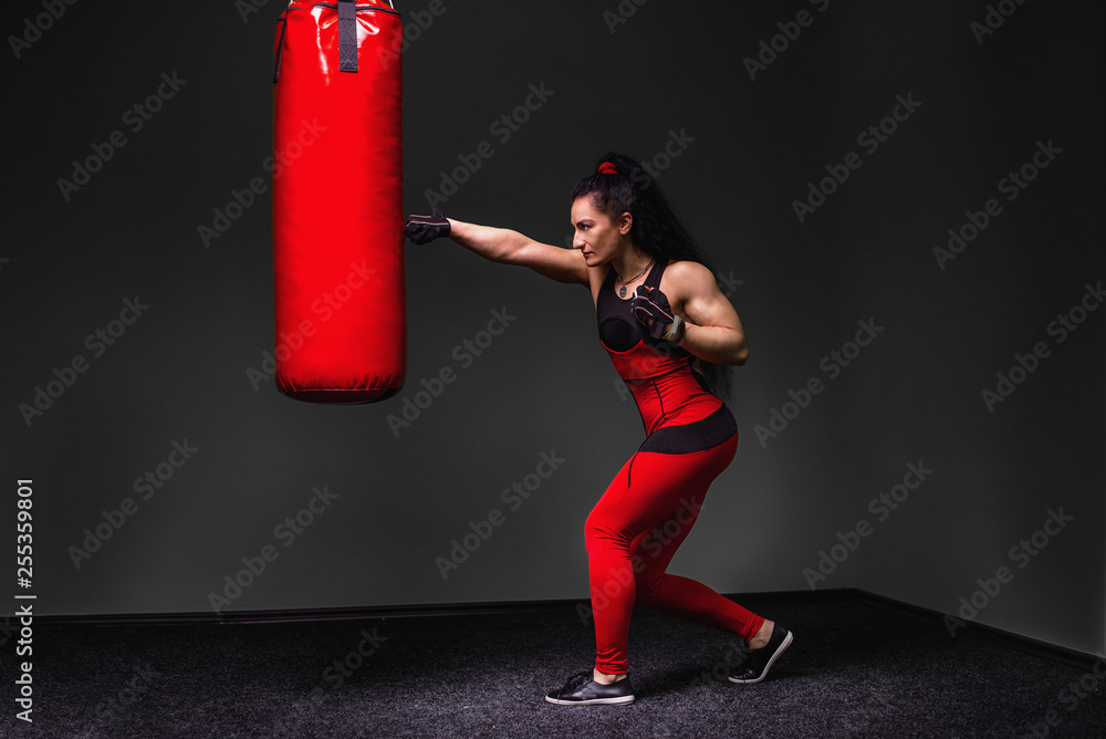 Woman Boxing Girl Punching Bag Vector Stock Vector Royalty Free  1283218969  Shutterstock
