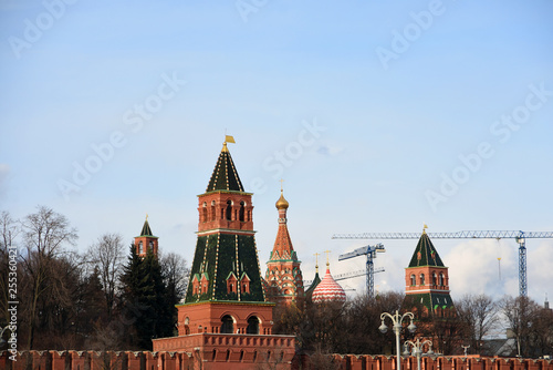 Architecture of Moscow Kremlin. Color photo.