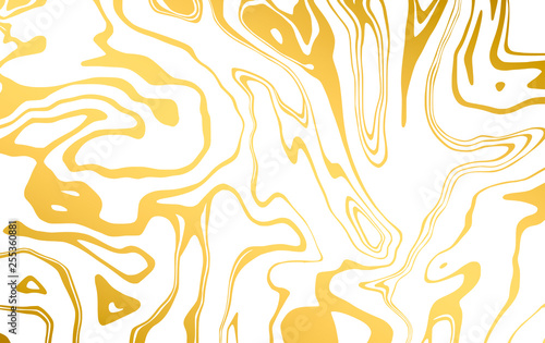 Marble texture. Dynamic liquid pattern in gold. Golden wavy lines. Vector fluid background for your design project.