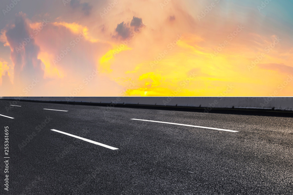 Fototapeta premium Road surface and sky cloud landscape..