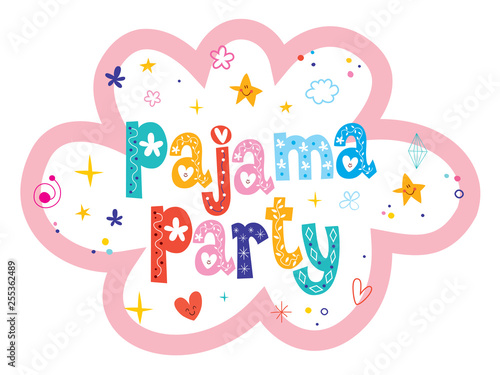 pajama party unique lettering design