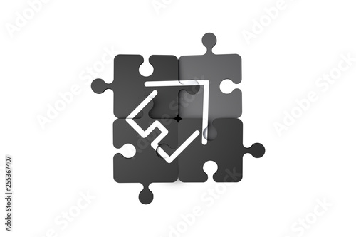 Home Estate Line Icon on Puzzle Pieces