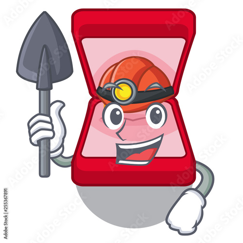 Miner wedding ring box in character bag