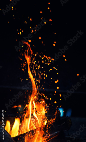 Fire flames on black background. © The Len