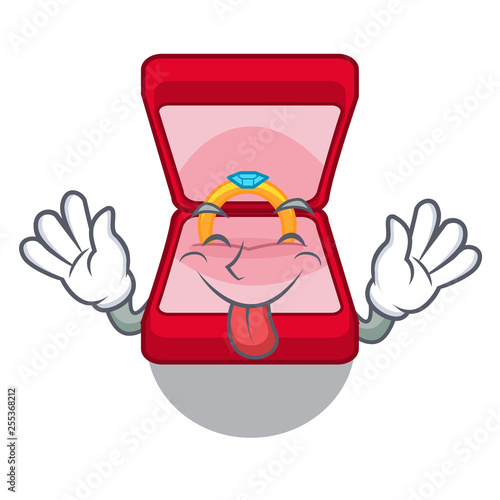 Tongue out wedding ring box in character bag