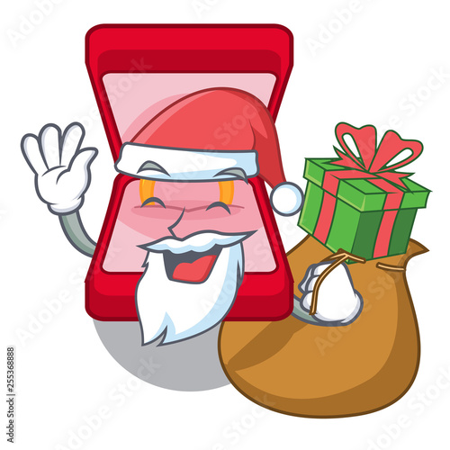 Santa with gift wedding ring box in character bag