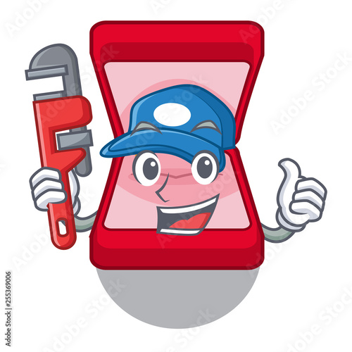 Plumber wedding ring box in character bag