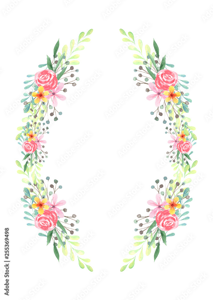 illustration of watercolor flowers frame