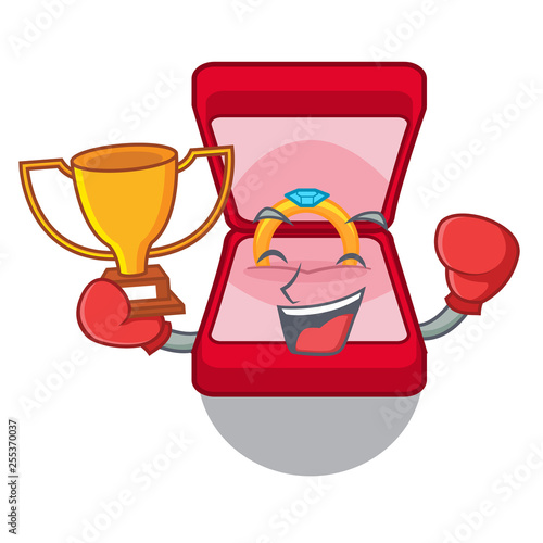 Boxing winner wedding ring box in character bag
