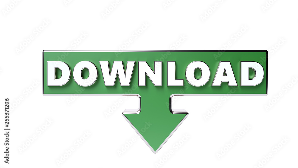 Download Button Icon With Downwards Arrow - 3D Illustration Download Button Icon With Downwards Arrow - 3D Illustration