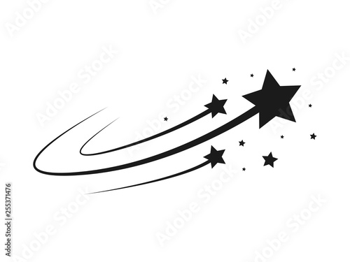 Star Silhouette of the falling of Comets, Meteorites, Asteroids, the sparks of fireworks. Vector design elements isolated on light background photo