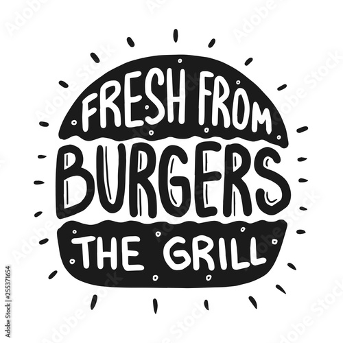 Best burger lettering with rays and engraving bun. White vector vintage illustration on dark chalkboard. For poster and menu.