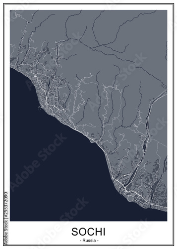 vector map of the city of Sochi, Russia photo