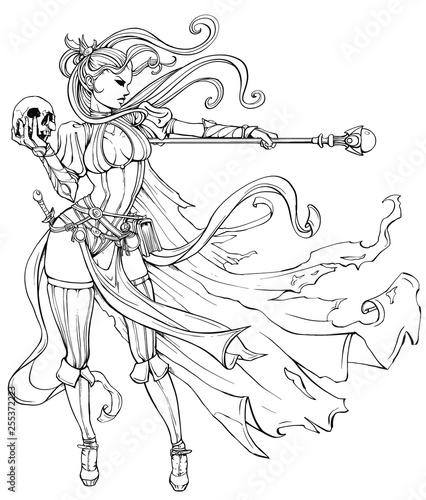 Slender sorceress with a staff