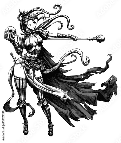 Slender sorceress with a staff