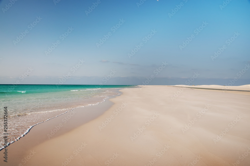 Fantastic deserted beach on the Indian Ocean. Paradise vacation.