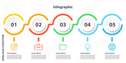 infographic 5 step presentation, infographic linear circle