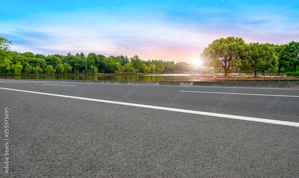 Fototapeta premium Road surface and sky cloud landscape..