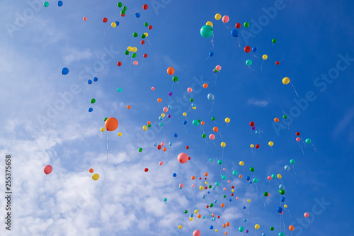 Colorful balloons flying to the sky