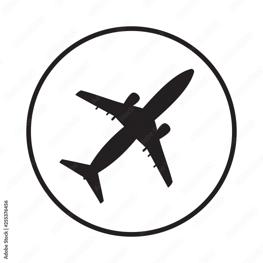flat airplane icon isolated on white background