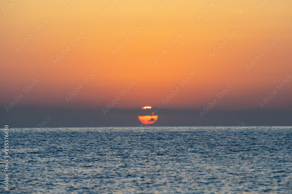 Naklejka premium Early summer morning bright sky Beach in Crete