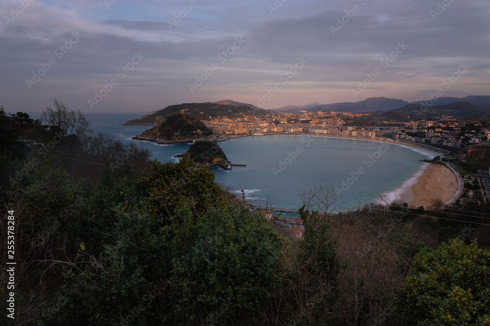 View to La Concha (Kontxa) bay from mount Igeldo at Donostia-San Sebastian, Basque Country. View to La Concha (Kontxa) bay from mount Igeldo at Donostia-San Sebastian, Basque Country.