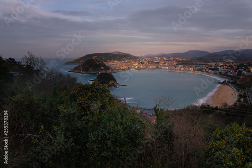 View to La Concha (Kontxa) bay from mount Igeldo at Donostia-San Sebastian, Basque Country. 