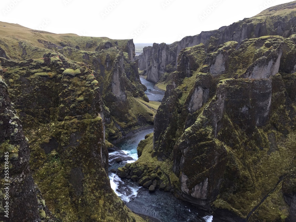 Fjaðrárgljúfur is a canyon in south east Iceland. The Fjaðrá river flows through it. The canyon has steep walls and winding water. It is located near the Ring Road, not far from Kirkjubæjarklaustur.