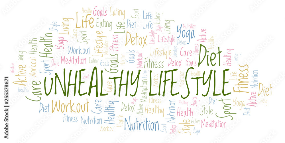 Fototapeta premium Unhealthy Lifestyle word cloud.