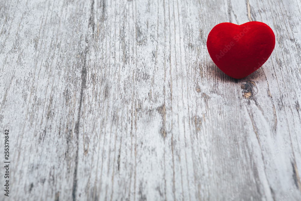 Valentines day red heart on old wood. Holidays card with copy space Valentines day red heart on old wood. Holidays card with copy space