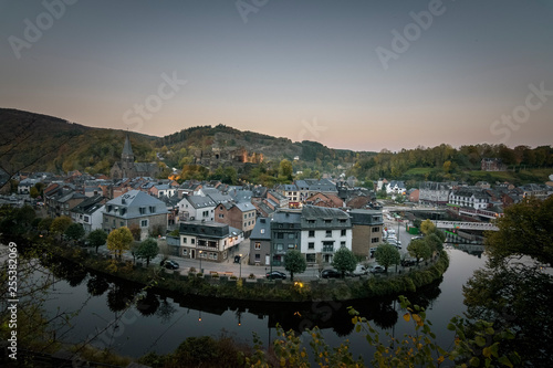 La Roche en Ardennes at dusk with calm Ourthe river © Wouter