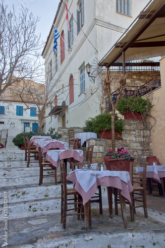 Plaka,an old historical neighbourhood of Athens, clustered around the northern and eastern slopes of the Acropolis