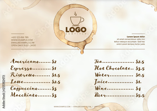 Grunge coffee restaurant menu template