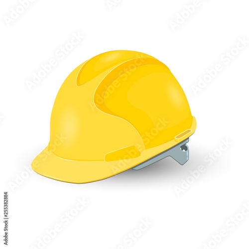 Yellow safety helmet isolated on white background