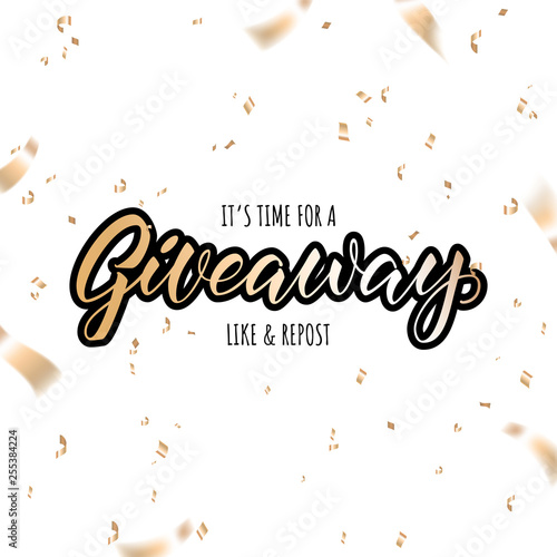 giveaway announcement, banner, card for your blod. Lettering giveaway