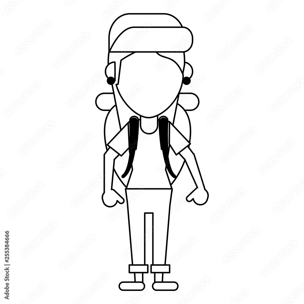 Obraz premium Tourist woman avatar in black and white