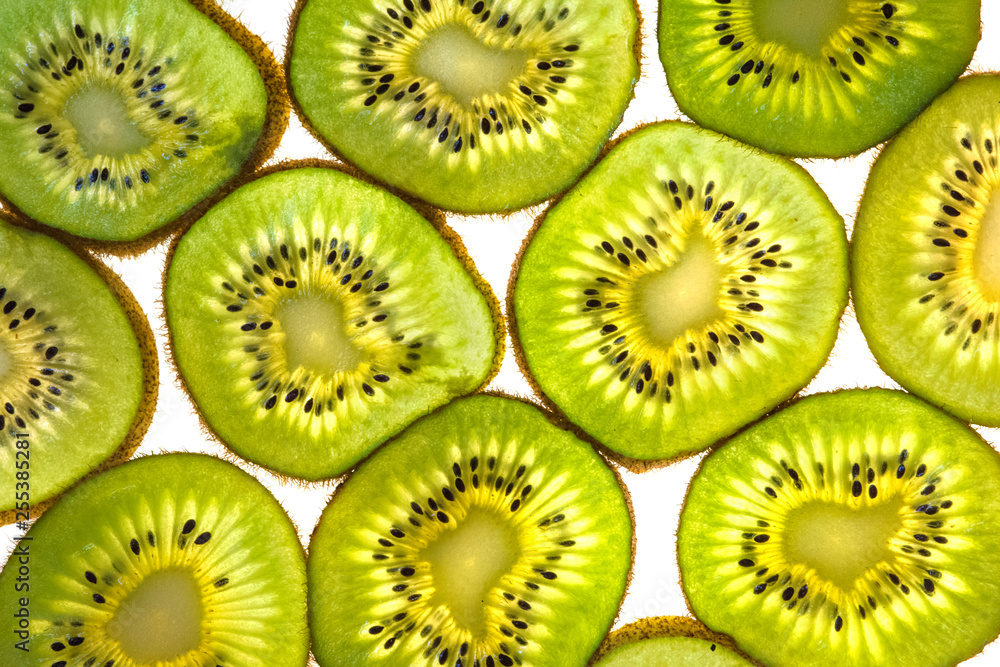 fruit background kiwi slices close up isolated on white fruit background kiwi slices close up isolated on white