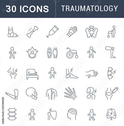 Set Vector Line Icons of Traumatology.
