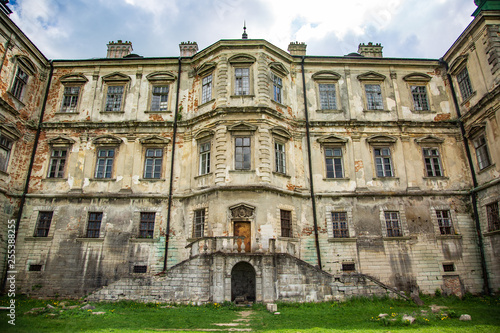 Exterior on the Podgoretsky castle of general access in Ukraine in the summer on a clear day with blue sky