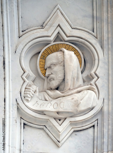 Herod, relief on the facade of Basilica of Santa Croce (Basilica of the Holy Cross) - famous Franciscan church in Florence, Italy photo