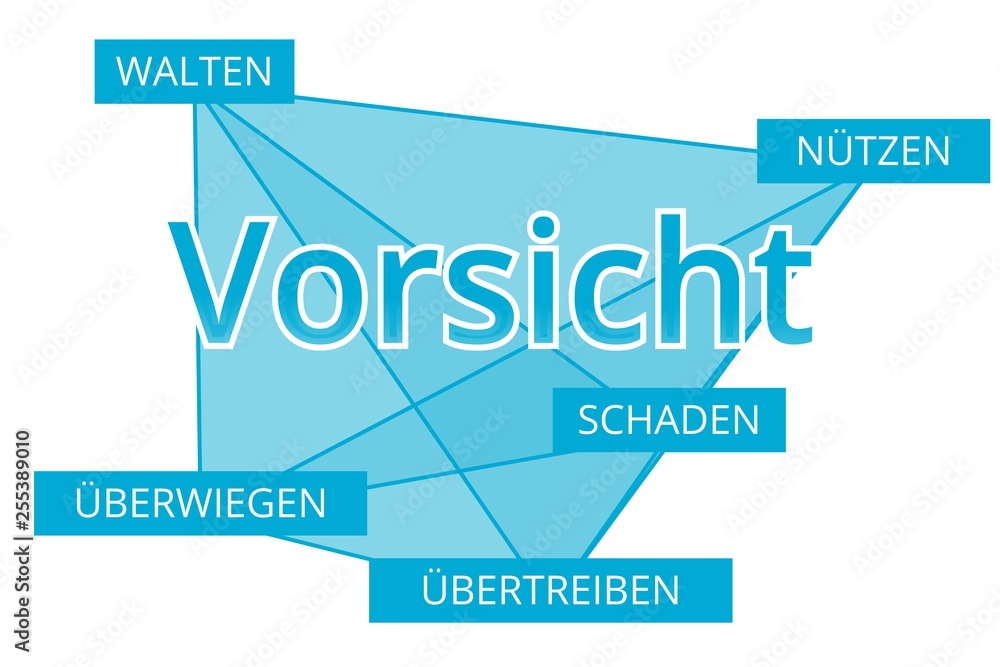 Vorsicht - Begriffe verbinden, Farbe blau Vorsicht - Begriffe verbinden, Farbe blau