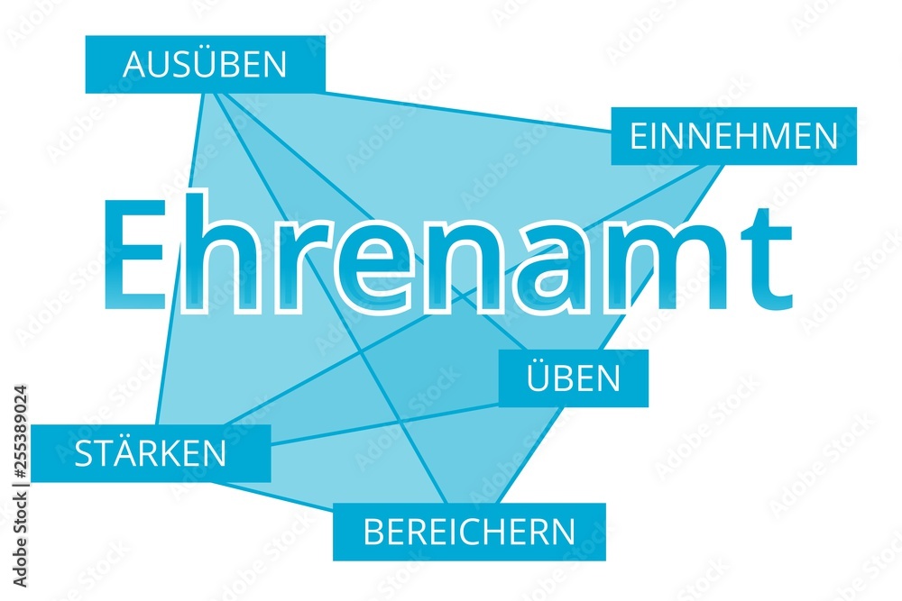 Ehrenamt - Begriffe verbinden, Farbe blau Ehrenamt - Begriffe verbinden, Farbe blau
