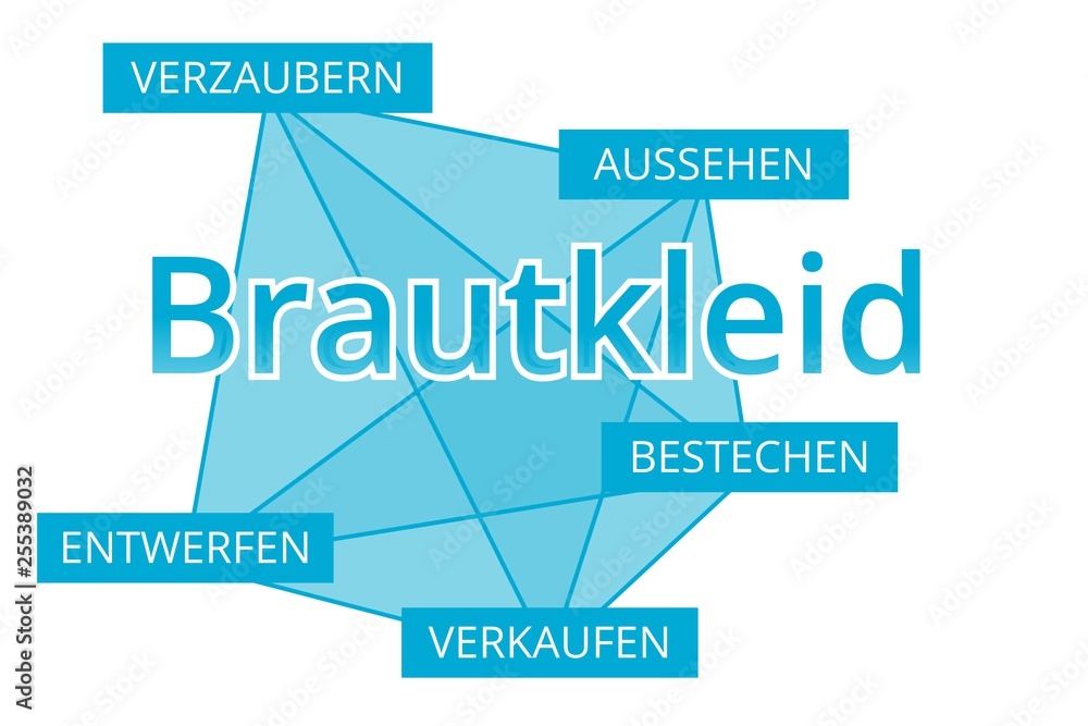 Brautkleid - Begriffe verbinden, Farbe blau Brautkleid - Begriffe verbinden, Farbe blau